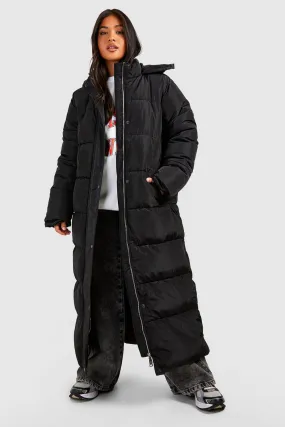 Petite Popper Hem Maxi Puffer Jacket