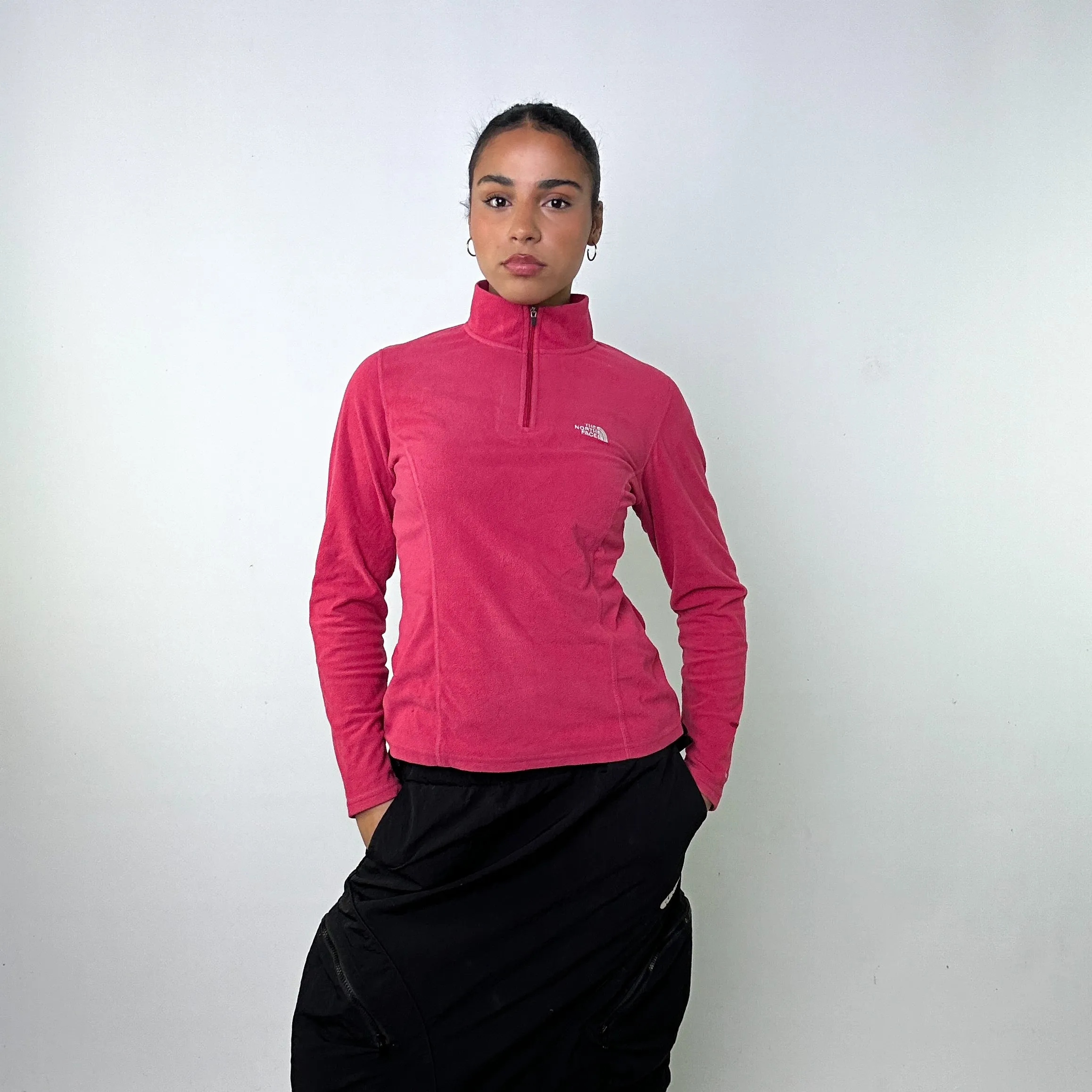 Pink 90s The North Face Quarter Zip Fleece (M)