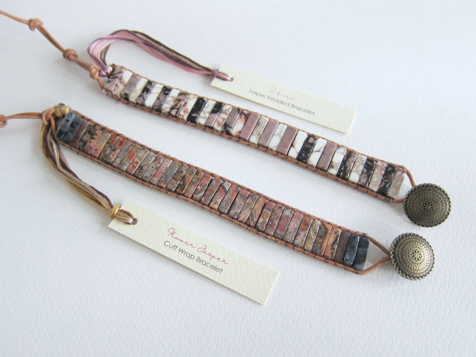 Pink Black Sakura Cherry Blossom Tubestone Bracelet