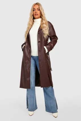 Plus Faux Pu Trench Coat