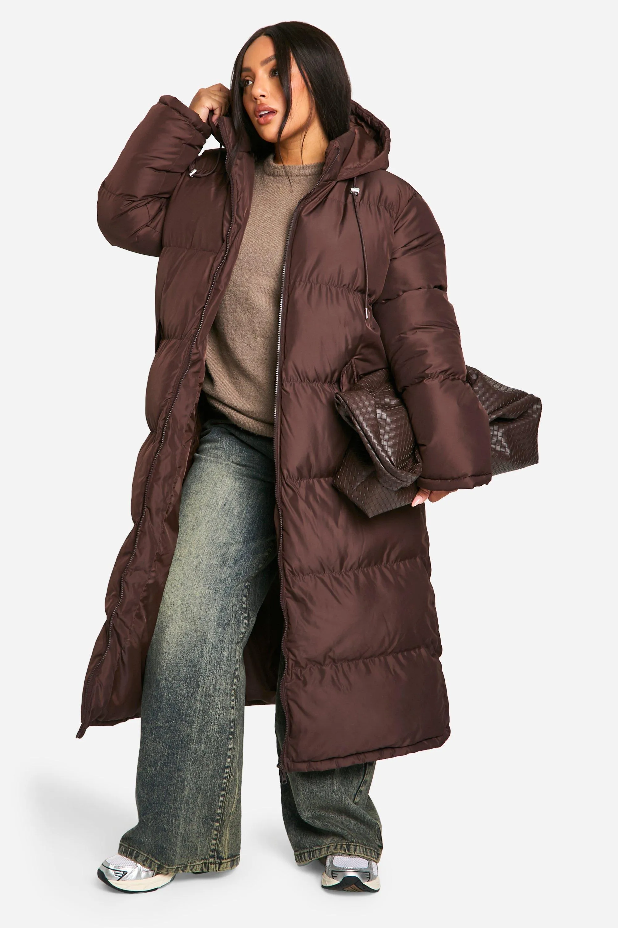 Plus Hooded Longline Puffer Coat