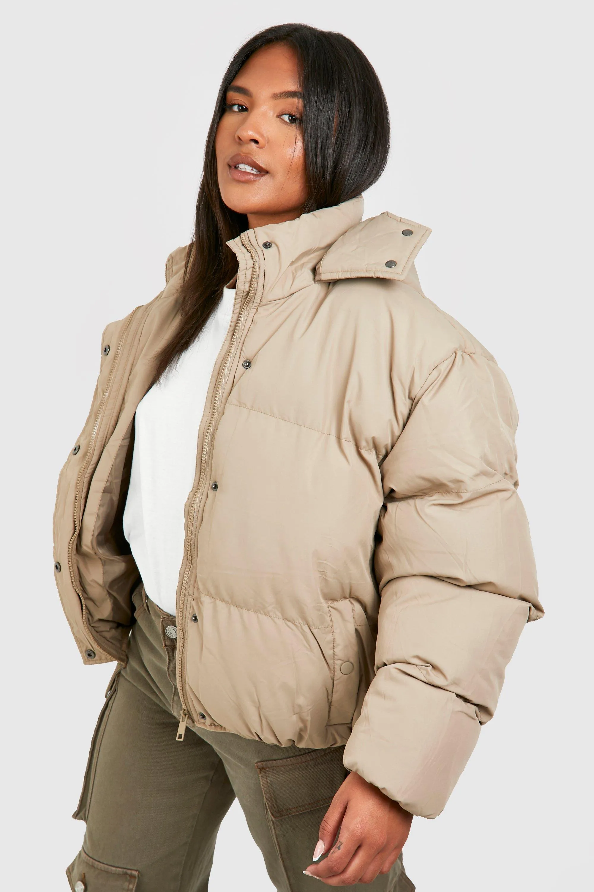 Plus Hooded Puffer Coat