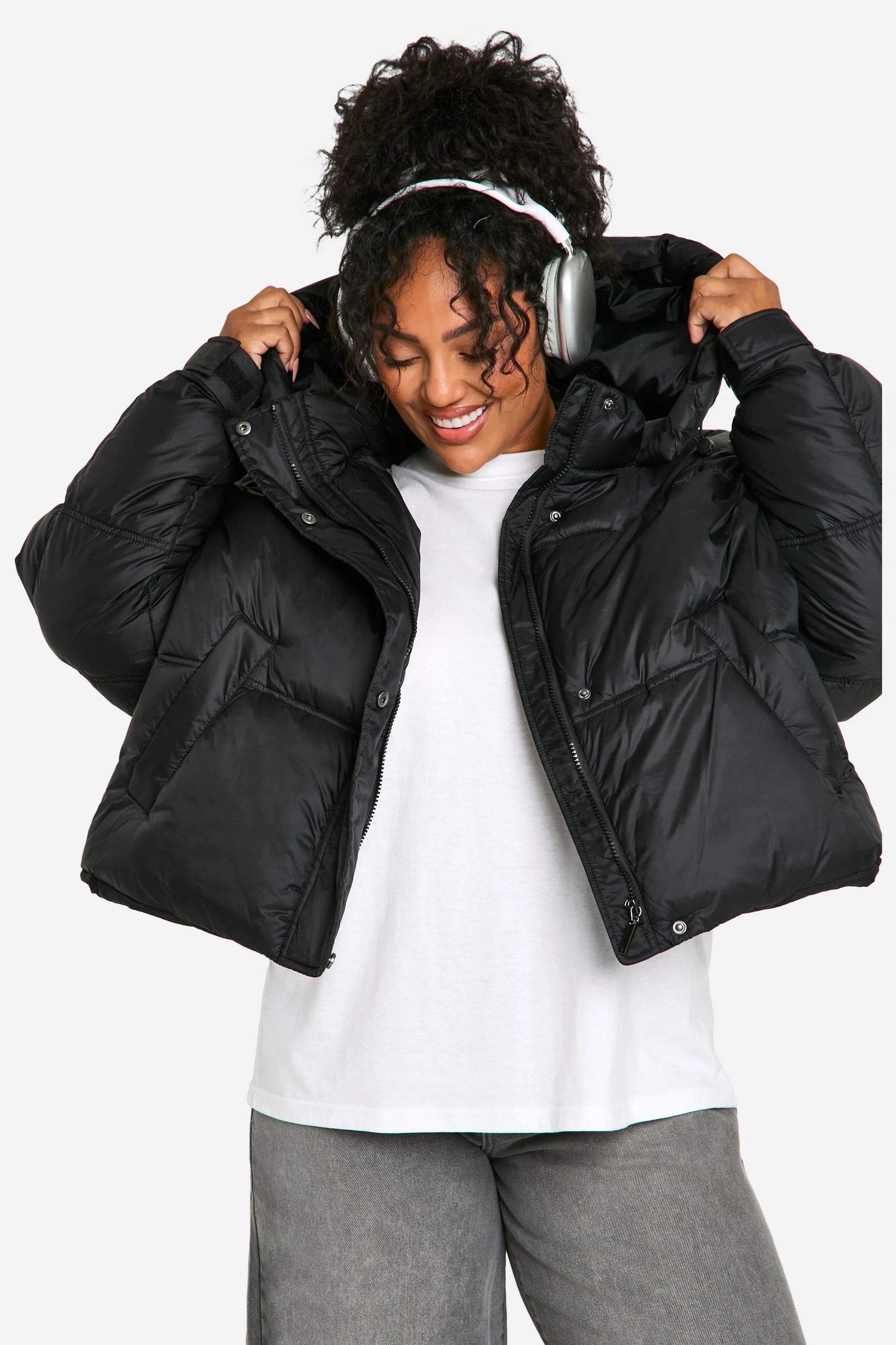 Plus Hooded Puffer Jacket