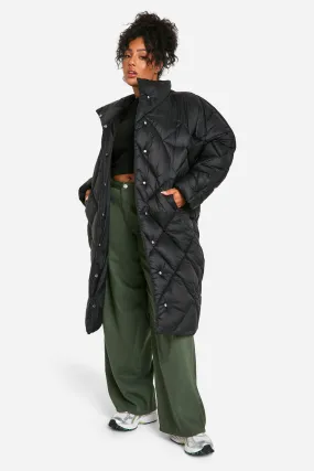 Plus Quilted Longline Puffer Coat