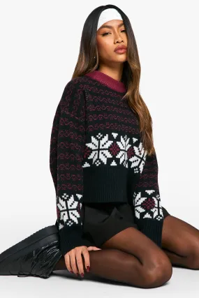 Premium Fairisle Contrast Knitted Sweater