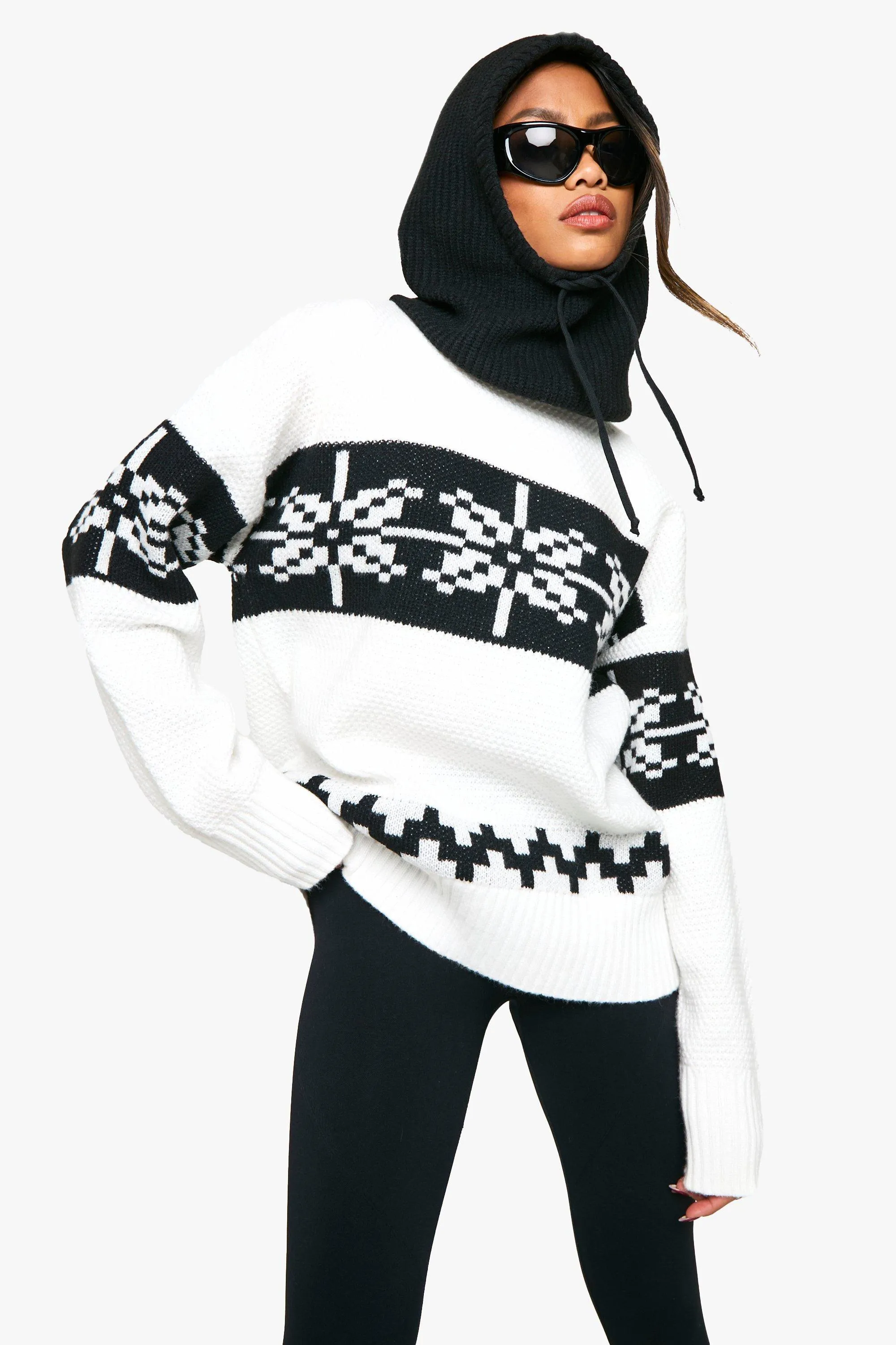 Premium Fairisle High Neck Oversized Knitted Sweater