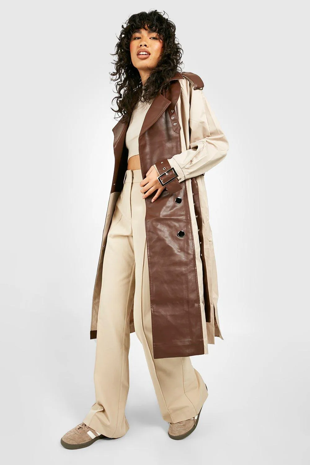 Pu Panel Trench Coat