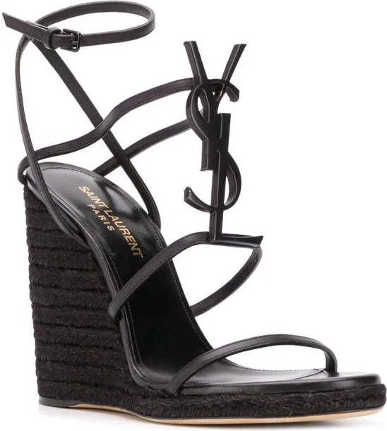 Saint Laurent Cassandra 115mm wedge sandals Black