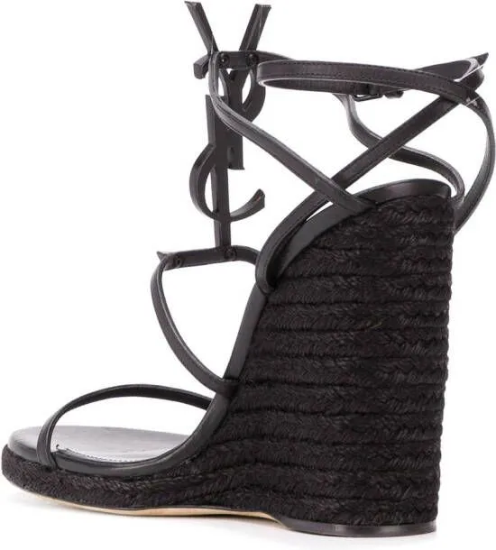 Saint Laurent Cassandra 115mm wedge sandals Black