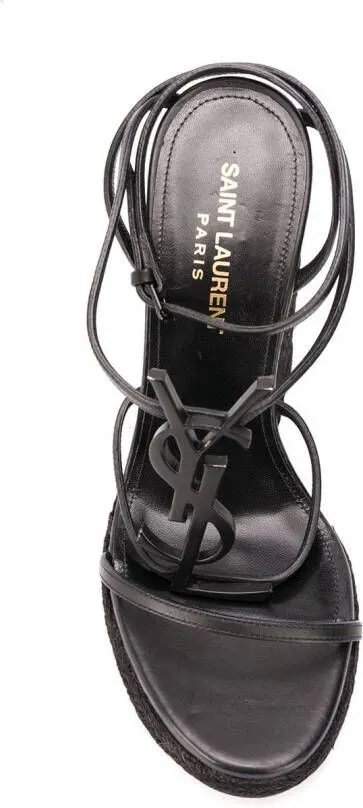 Saint Laurent Cassandra 115mm wedge sandals Black