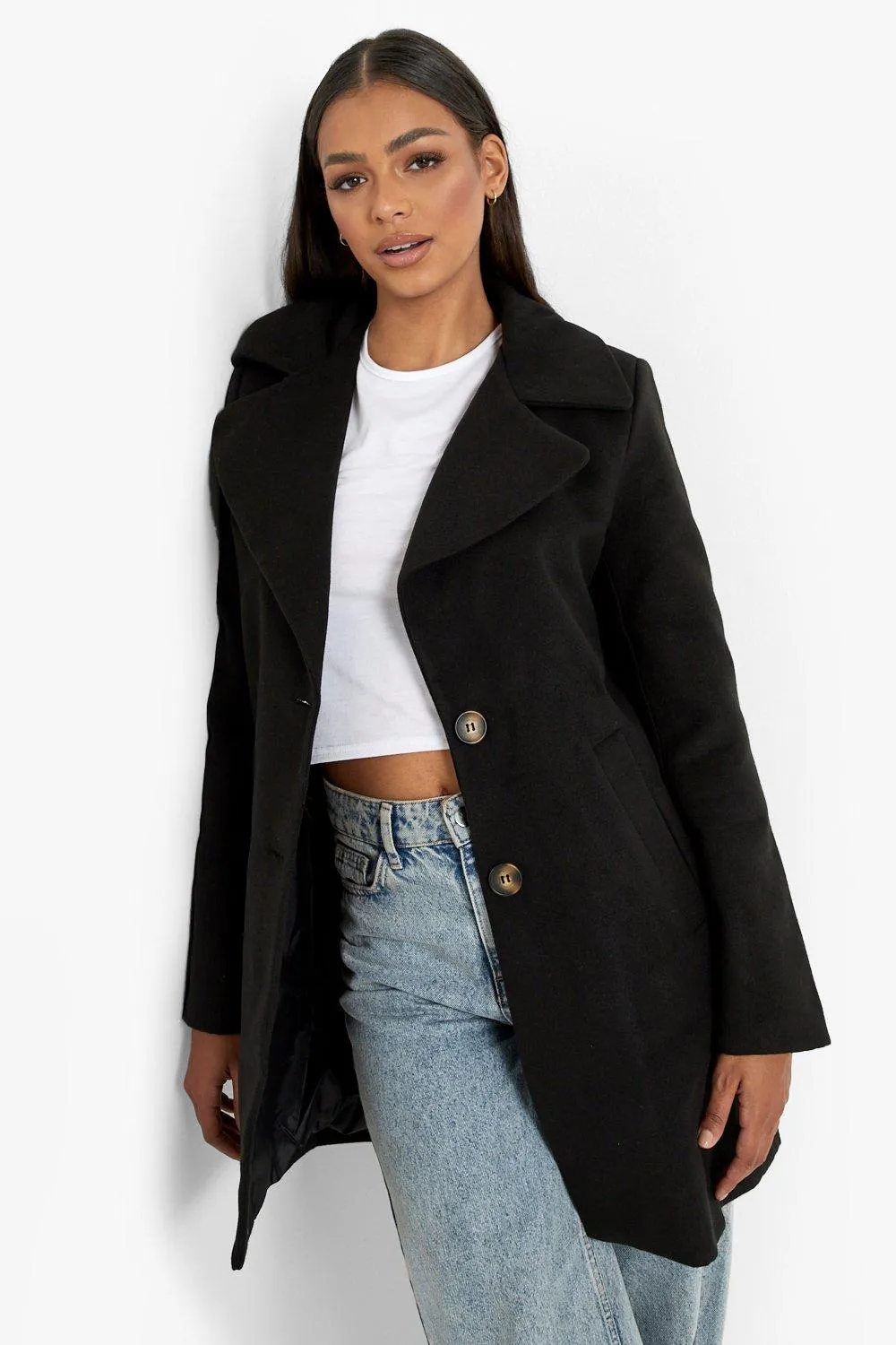 Single Breasted Wool Look Coat