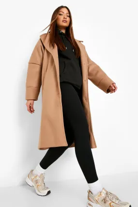 Sleeve Detail Oversized Wool Look Coat