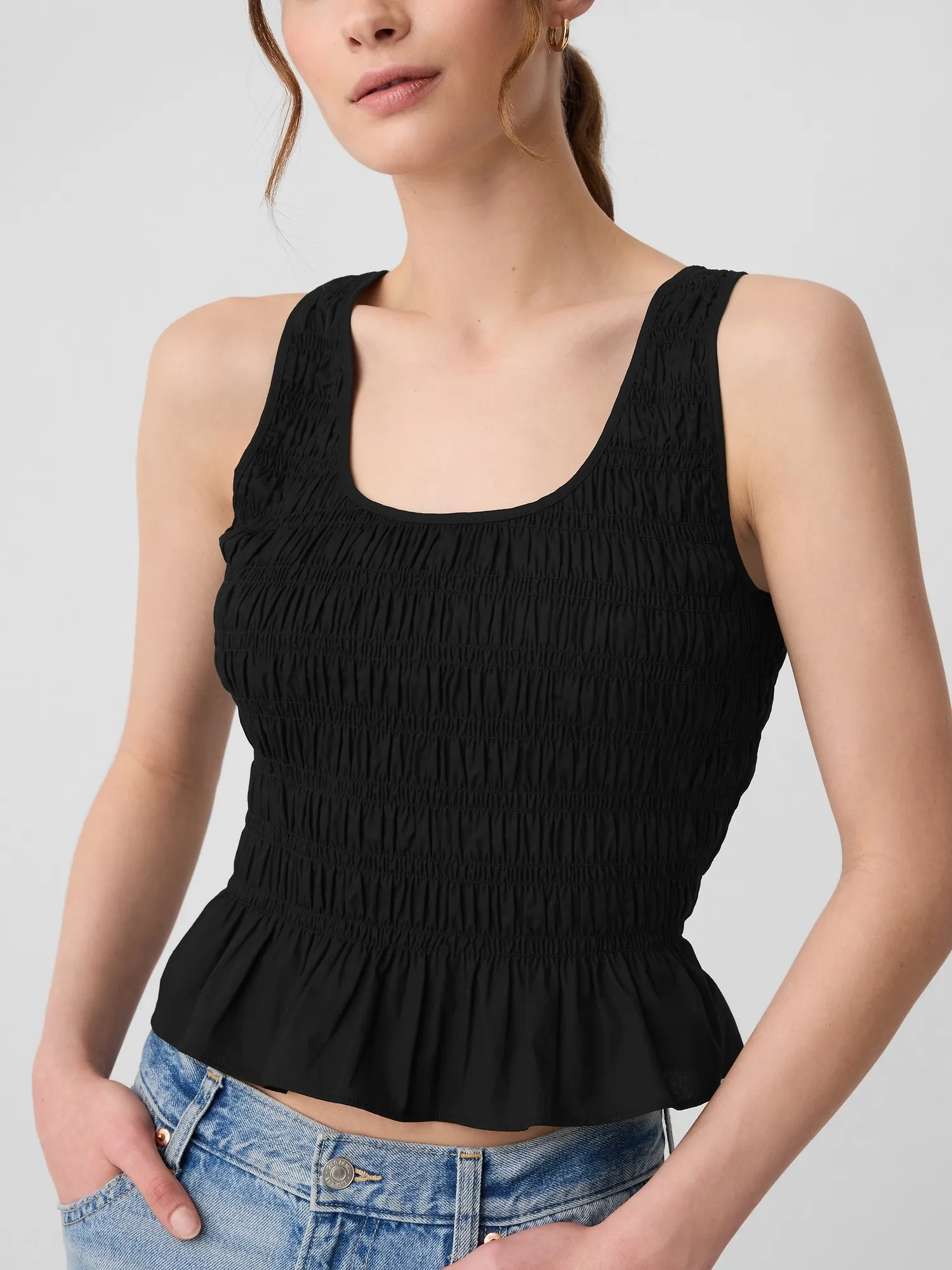 Smocked Peplum Tank Top