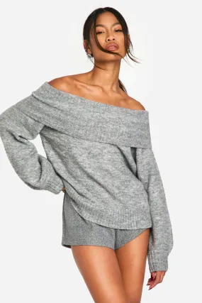 Soft Knit Off The Shoulder Slouchy Sweater