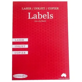 Stock Forms 4UP Inkjet Laser Labels A4 Fluoro Green 100 Sheets