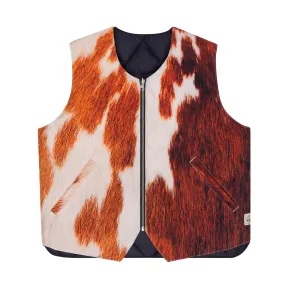 STSSY REVERSIBLE QUILTED VEST // COWHIDE