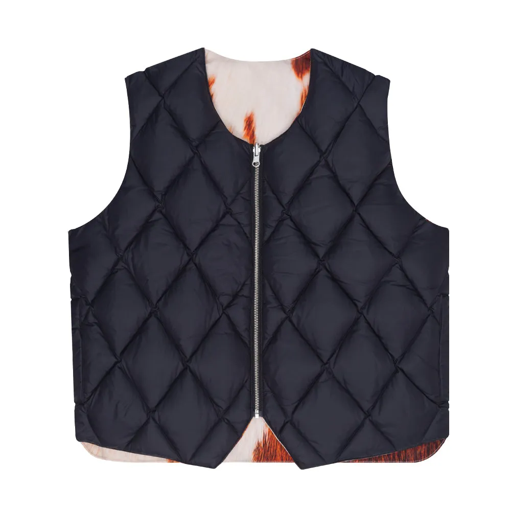 STSSY REVERSIBLE QUILTED VEST // COWHIDE