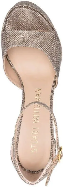 Stuart Weitzman 155mm glittered platform sandals Gold