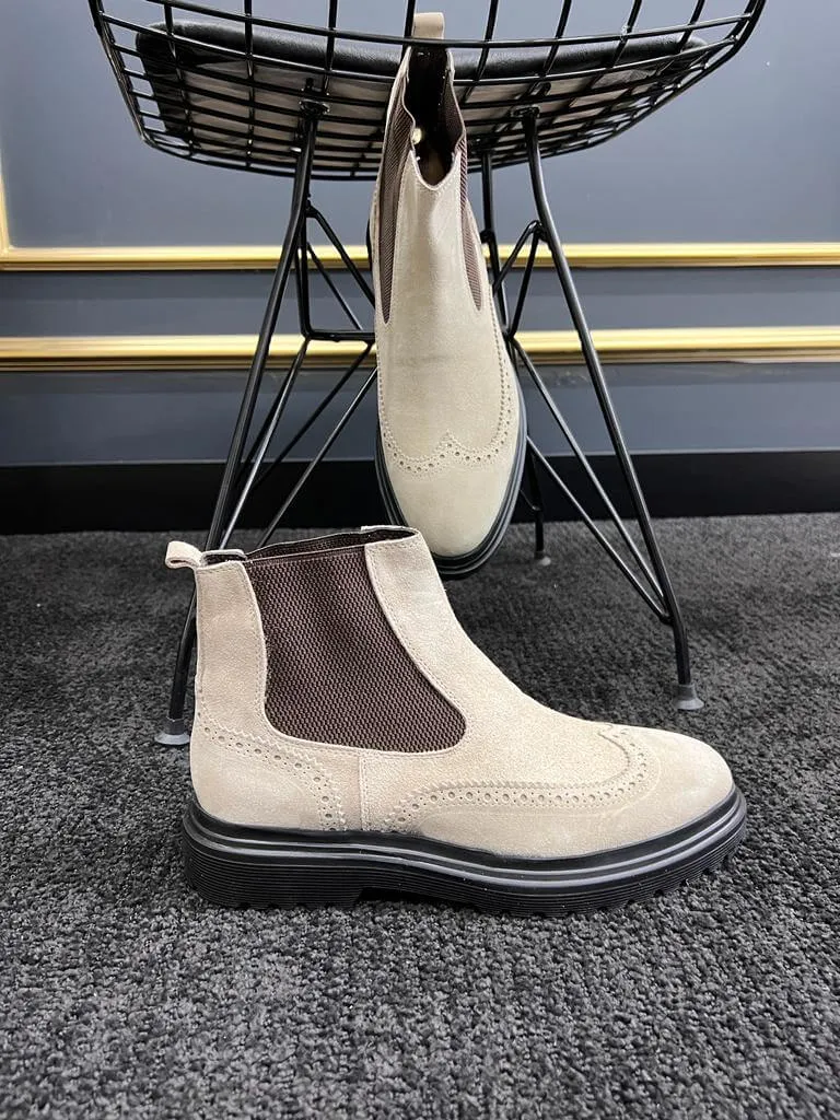 Suede Beige Chelsea Boots