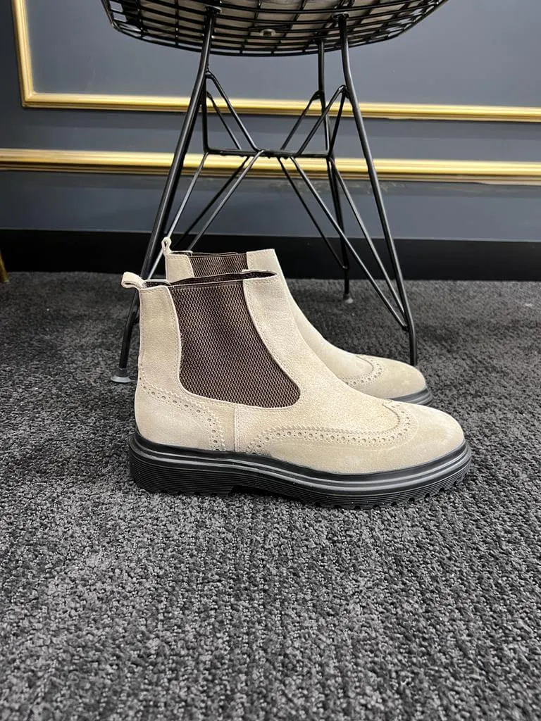 Suede Beige Chelsea Boots