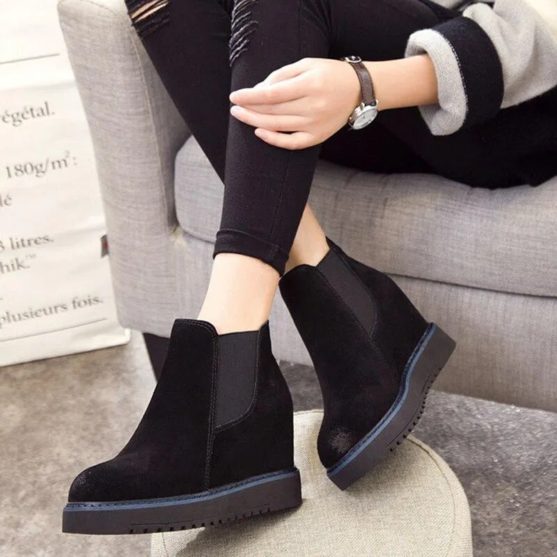 Suede Wedge Boots