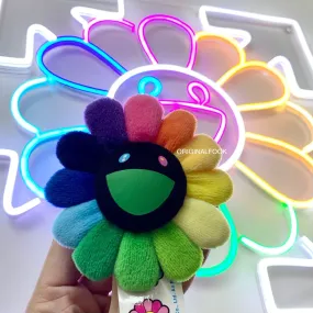 Takashi Murakami Kaikai Kiki Flower Plush Badge/Keychain/Pin Rainbow Black