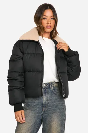 Tall Teddy Trim Collar Puffer Jacket