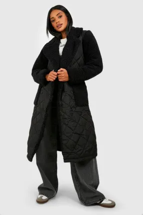 Teddy Paneled Quilted Trench Coat