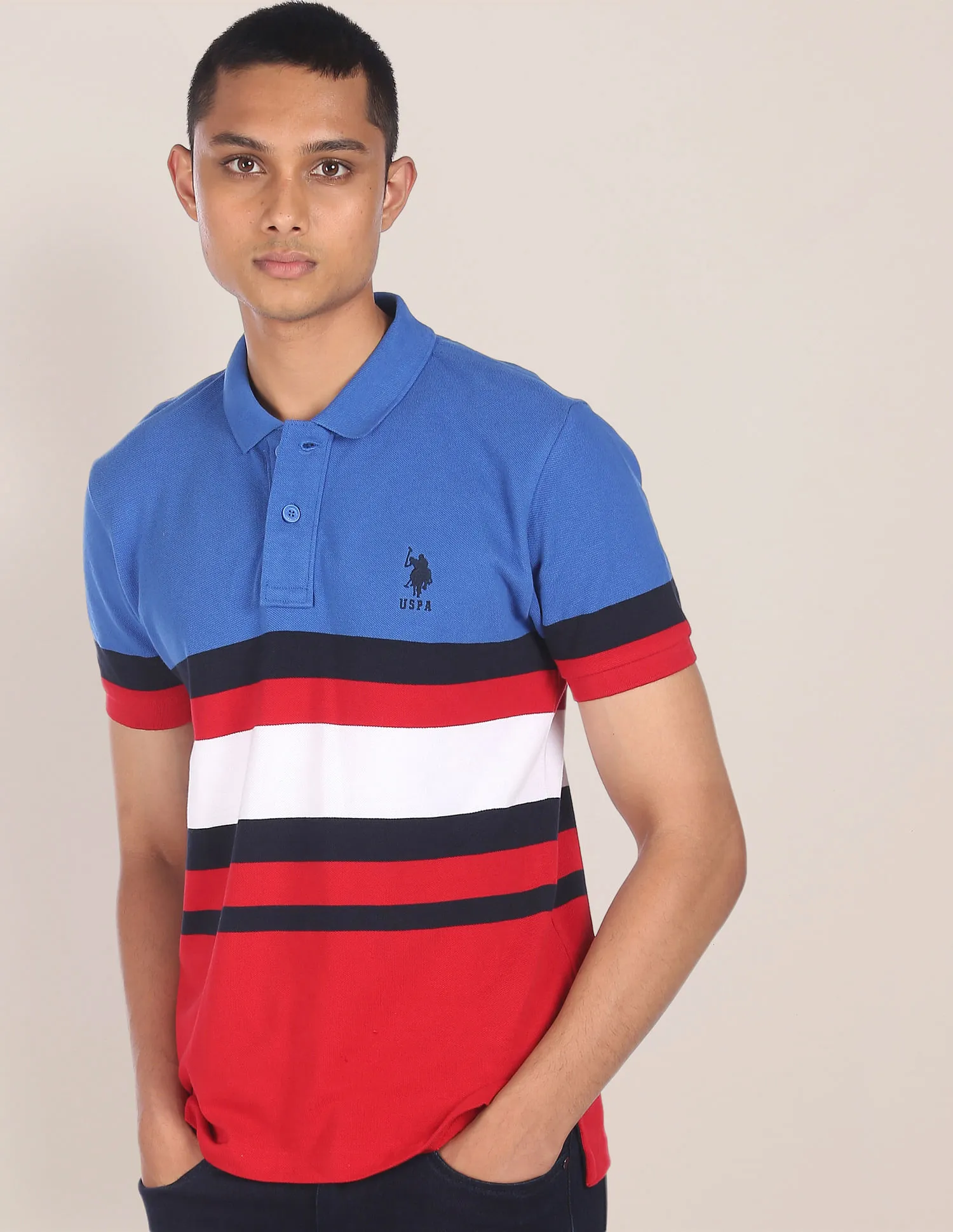 U.S. Polo Assn. Cotton Colour Block Polo Shirt