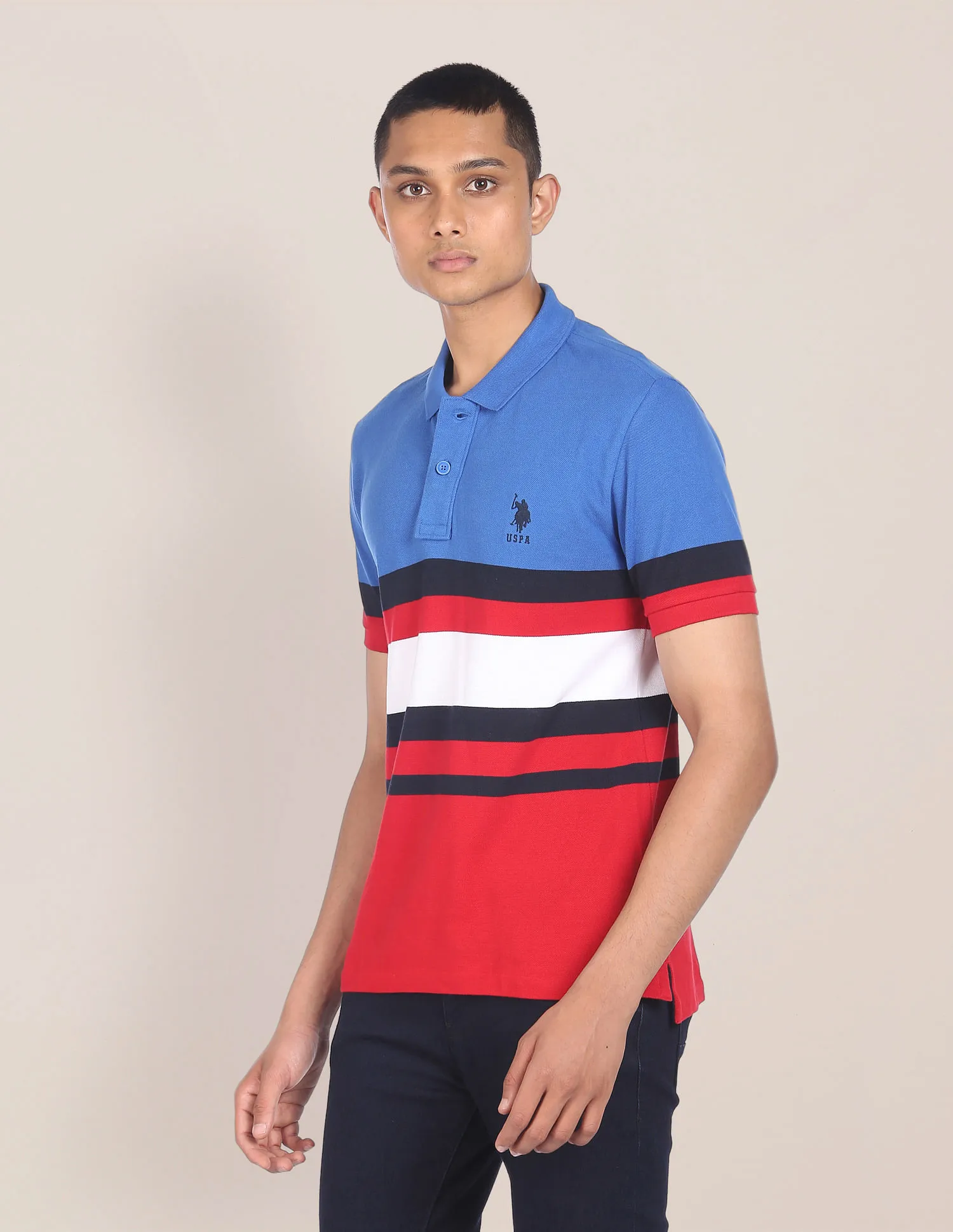 U.S. Polo Assn. Cotton Colour Block Polo Shirt