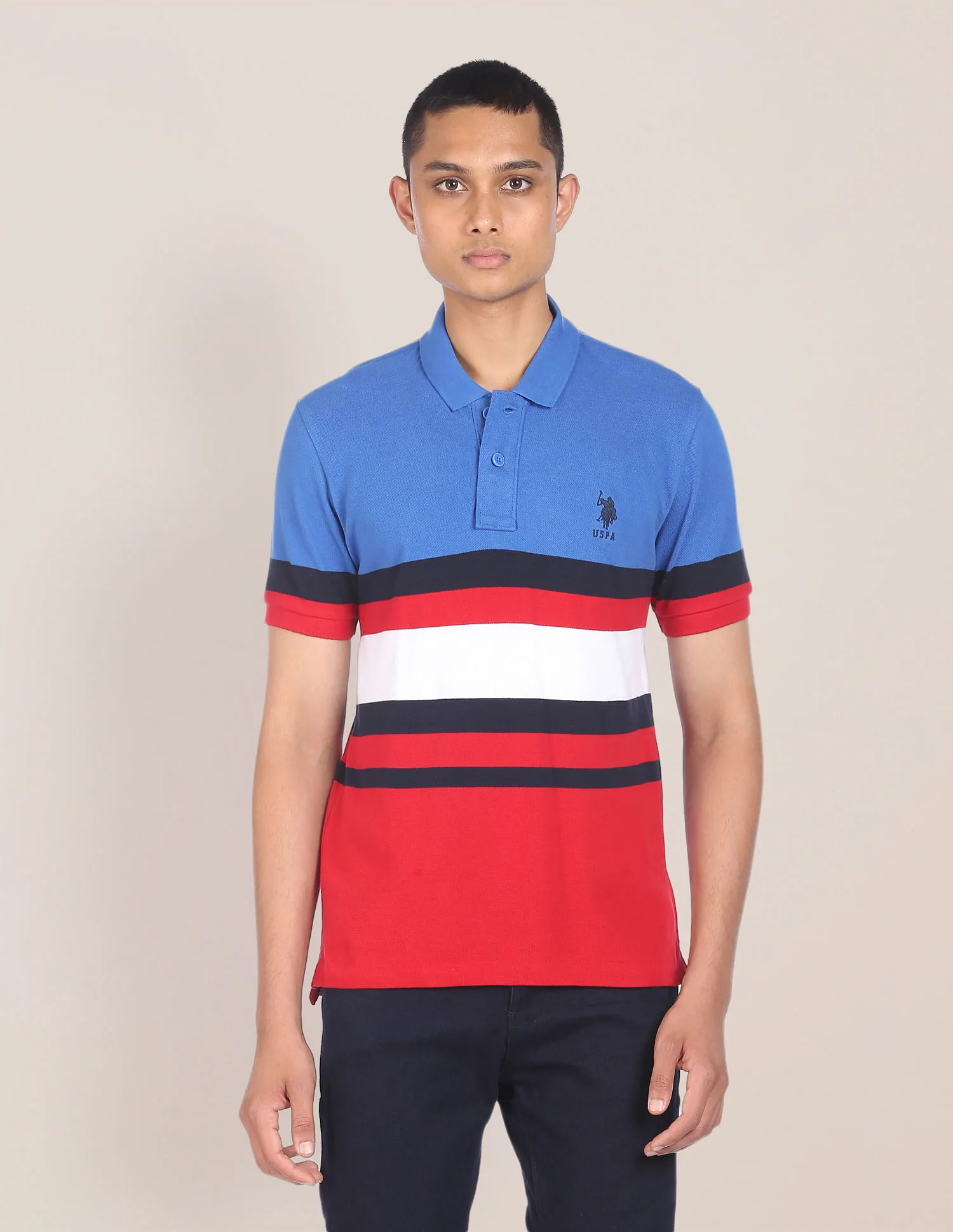 U.S. Polo Assn. Cotton Colour Block Polo Shirt