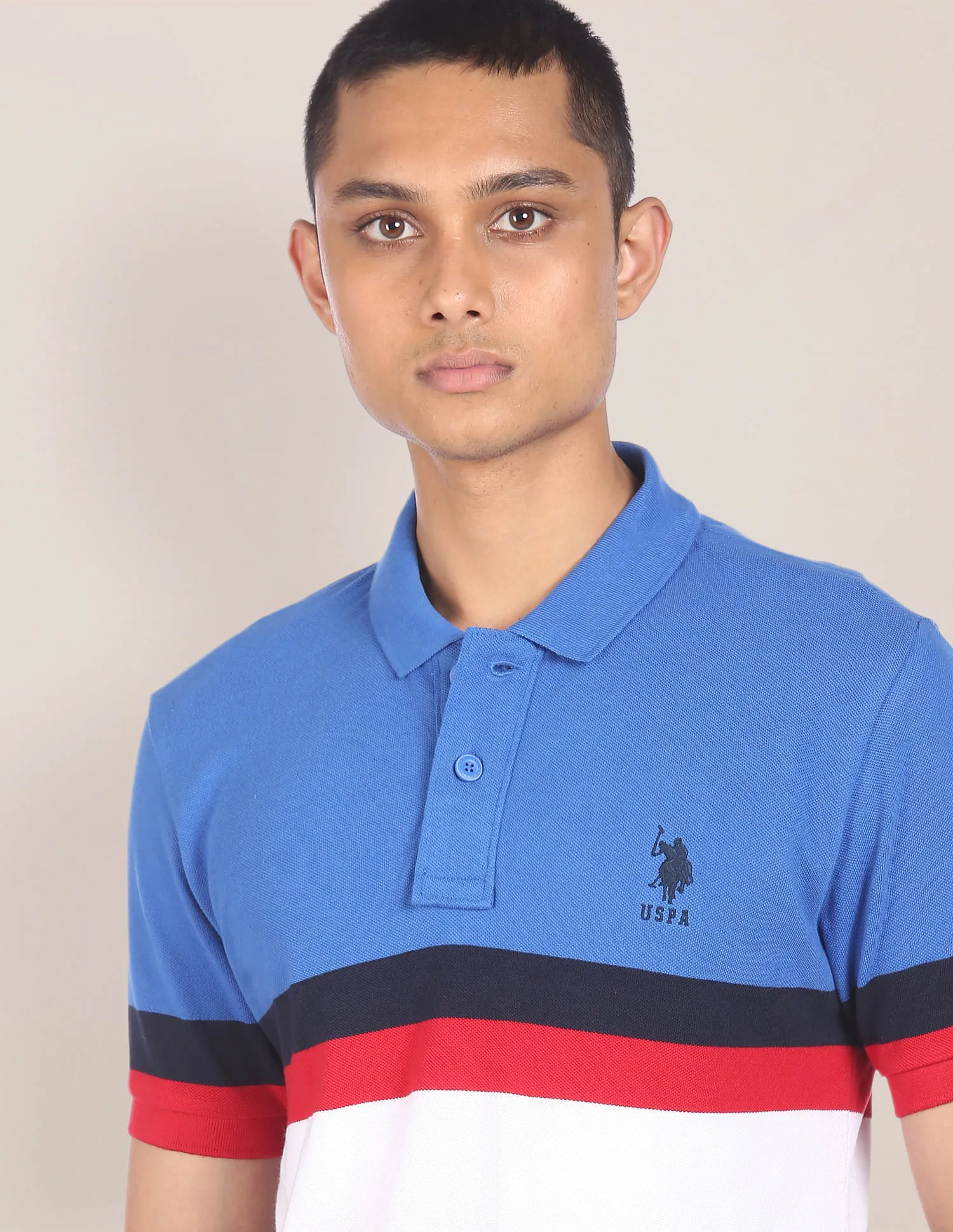 U.S. Polo Assn. Cotton Colour Block Polo Shirt