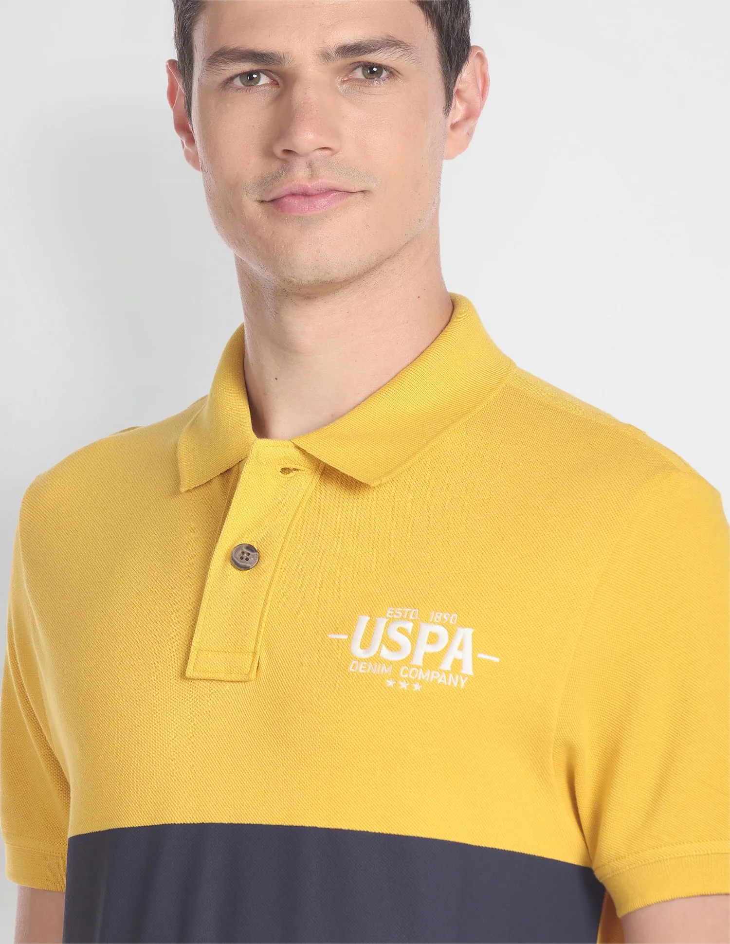 U.S. Polo Assn. Denim Co. Ribbed Collar Colour Block Polo Shirt