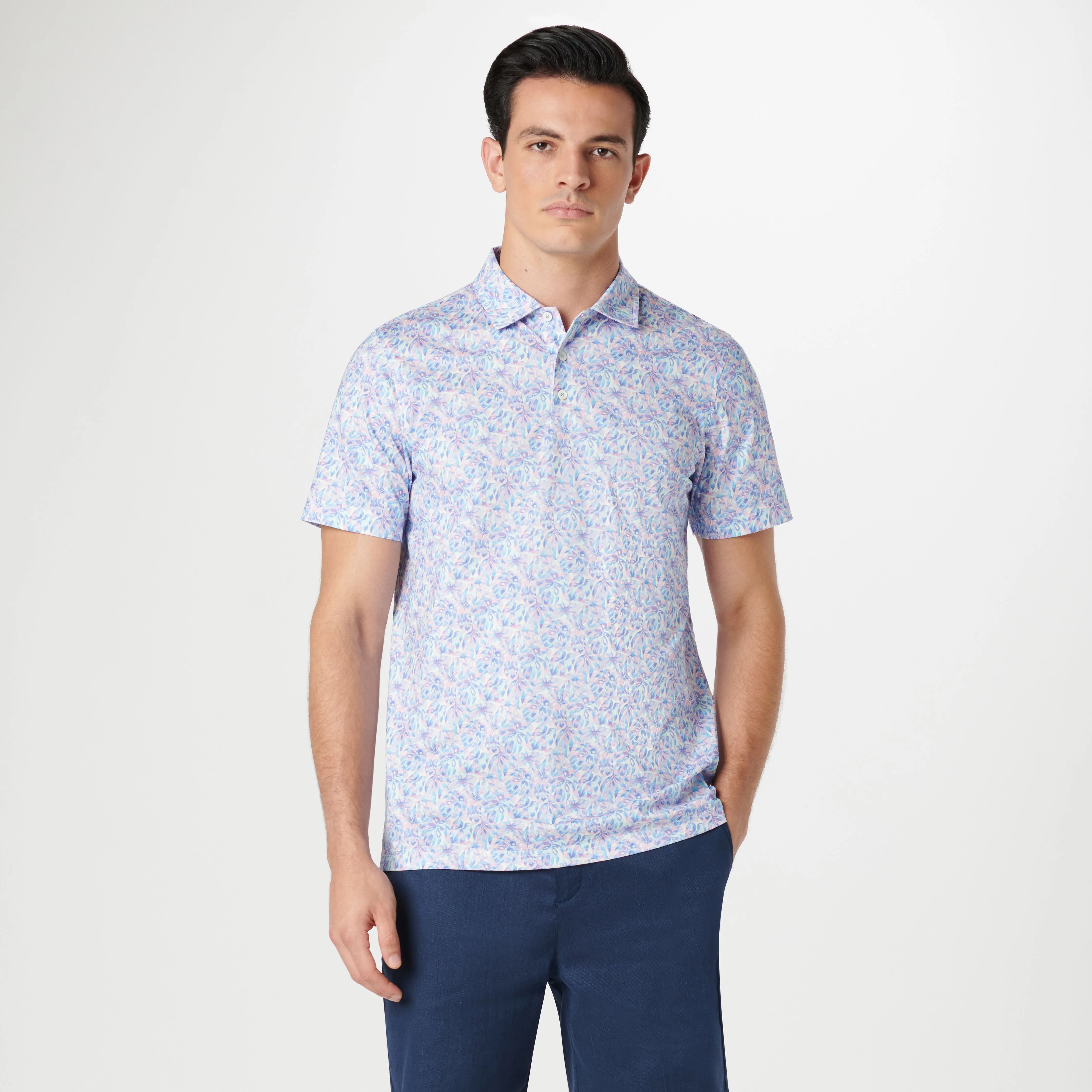 Victor Leaf Print OoohCotton Polo