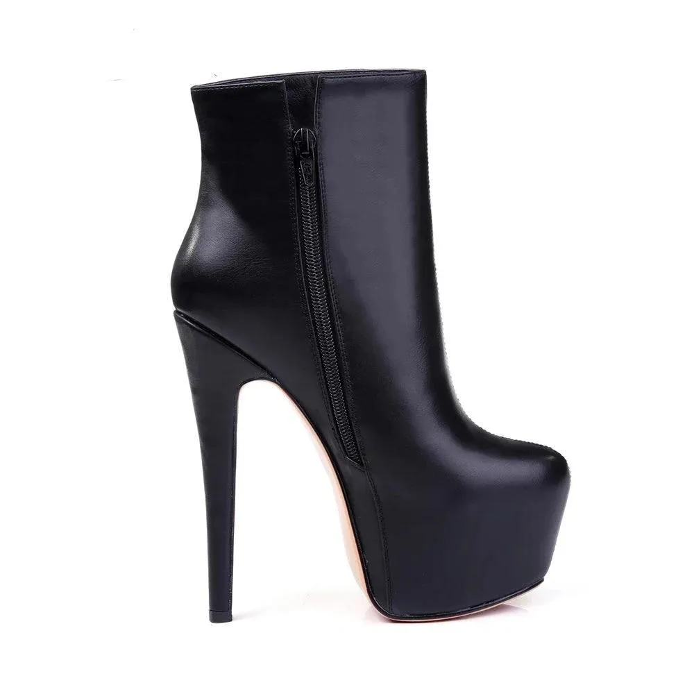 Women Ankle Boots - Rounded Toe - Zipper