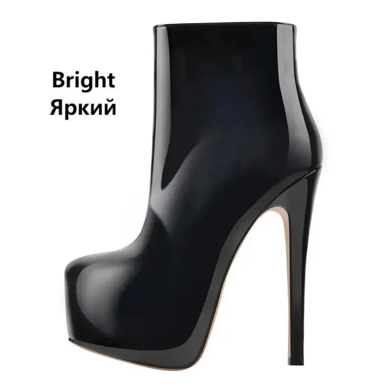 Women Ankle Boots - Rounded Toe - Zipper