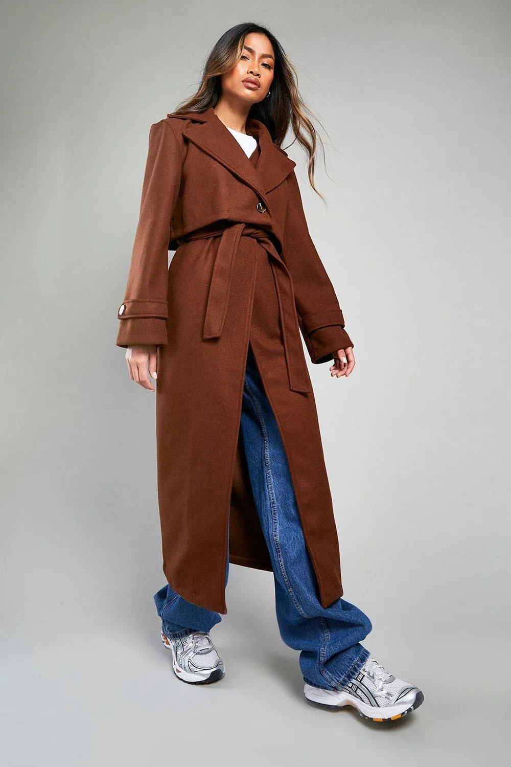 Wool Look Oversized Trench Coat