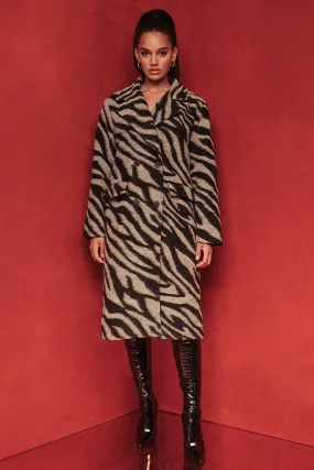 zebra wool look coat