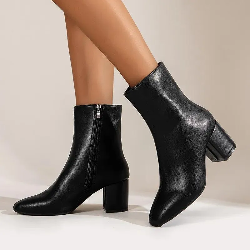 Zipper Pointed Women Ankle Boots